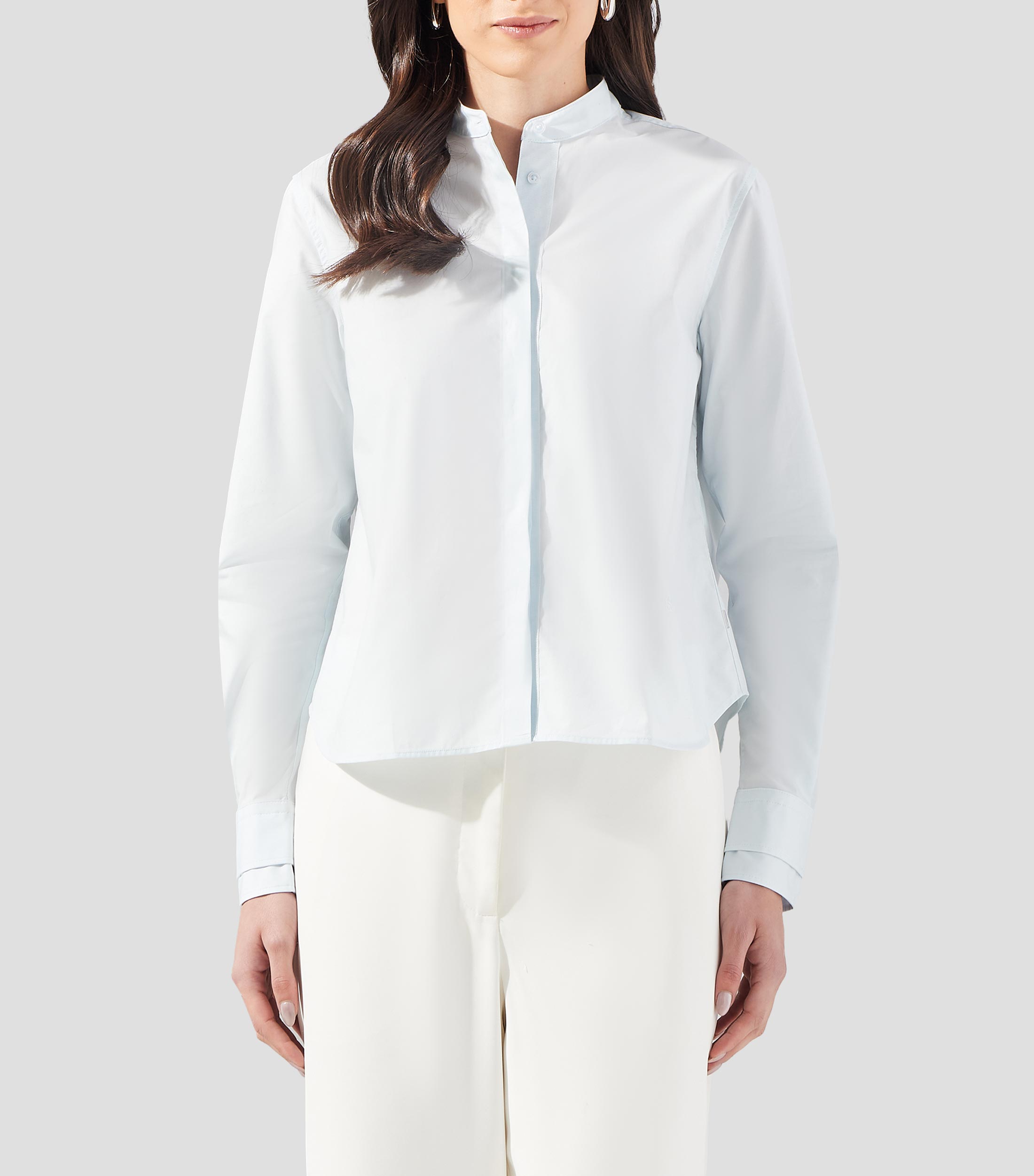 Blusa lisa de manga larga Mujer